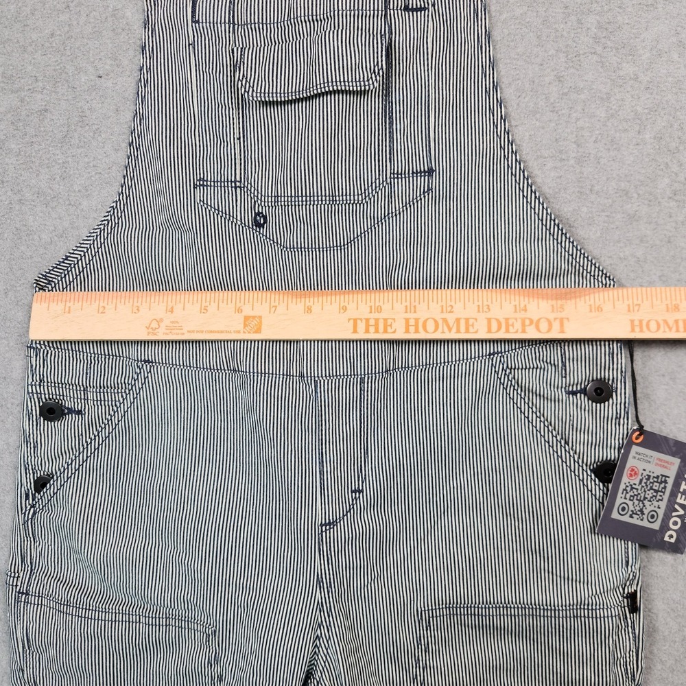 Dovetail Workwear Freshly Overalls 8/32 Indigo Stripe Stretch Denim Double Knee - Picture 9 of 15